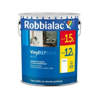 Tinta Vinylrep Extra Branco Mate 12L + 3L Robbialac